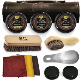 Unbranded Complete Leather Shoe Shine Kit - Neutral, Black & Brown Polishes Included