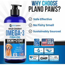 Omega 3 Fish Oil for Dogs - Better Than Salmon Oil - Dog Fish Oil Supplement to Reduce Shedding & Itching - Supports Joints, Brain, and Heart Health - Skin and Coat Supplement - Liquid Fish Oil