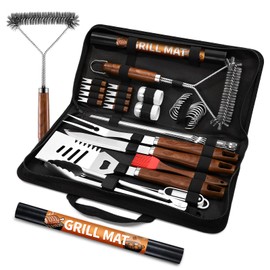 PURPLEBIRD 31PCS Grilling Accessories Set for Outdoor Grill - Heavy Duty Stainless BBQ Tools Kit for Camping, Grill Utensils Set with Cleaner Brush, Thermometer, Storage Bag, Grilling Gift for Men Dad