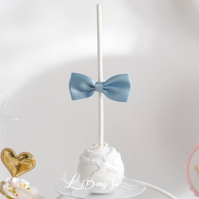 LiBongTa Small 2 Inch Twist Tie Pre-Made Satin Dusty Blue