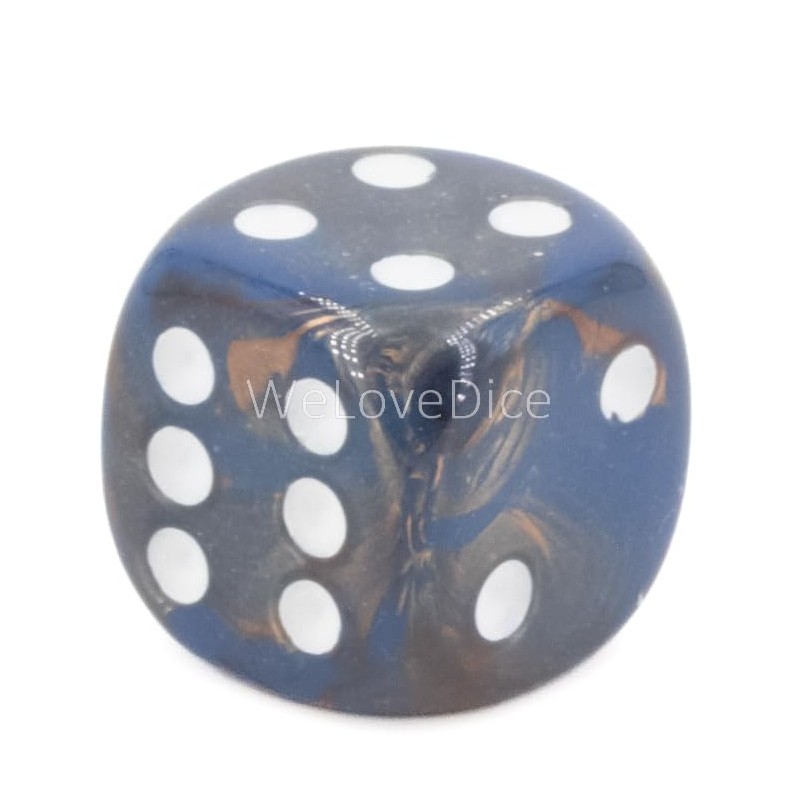 WeLoveBeads W6 Cube (16 mm) in Blue Gold/White Dots -