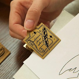 EHERDM Reusable Brass Binder Clip Metal Binder Clips Paper Binder Clip Document Binder Clip Bill Binder Clip Decorative Notebook Binder Clip for Home Office School Decor Accessories Mountain