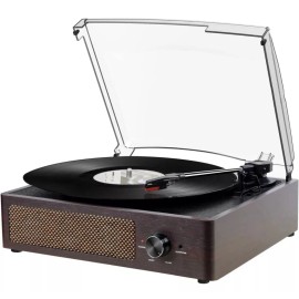 DIGITNOW 1000140 3-Speed Vintage Bluetooth Vinyl Record Player - Brown