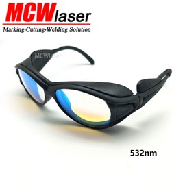 MCWlaser Laser Safety Glasses 532nm Reflective Type Laser Protective Eyewear Goggles For YAG Fiber Laser Marking Cuttinge Inner carving Hair Tattoo Removal Beauty Treatment OD5+ CE