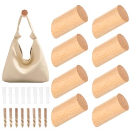 Pack of 8 Coat Hooks Wooden Single Vintage Wall Hooks Wooden Hooks Rustic Coat Hooks Wall Wood for Hanging Clothes Hat Towel Holder in Bedroom Hallway Bathroom Kitchen