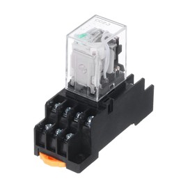 sourcing map 1 Set DC24V Electromagnetic Power Relay 14-Pin AC/DC DPDT 4NO+4NC Relay Coil with Socket Base for Industrial, Home Appliances and DIN Rail System with LED Indicator