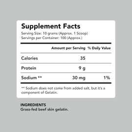 Premium Gelatin Powder – Grass-Fed Beef Collagen Protein, Unflavored, Supports Healthy Skin, Hair, Nails & Gut, Paleo-Friendly, Non-GMO, 18 Amino Acids