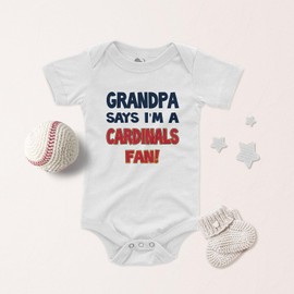 NanyCrafts Baby's Grandpa says I'm a Cardinals Baseball Fan Bodysuit 6 Months Black