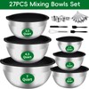 WEPSEN Mixing Bowls Set, 27PCS Stainless Steel Mixing Bowl with
