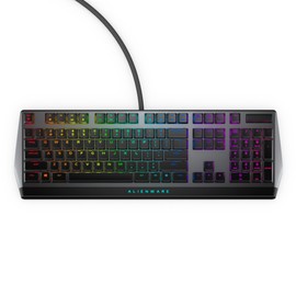 Alienware Low-Profile RGB Gaming Keyboard AW510K, AlienFx Per Key RGB LED Color Backlighting, Media CONTROLS & USB Passthrough, Cherry MX Low Profile Red Switches