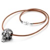 COOLSTEELANDBEYOND Sugar Skull Pendant Necklace for Man Women, with Brown