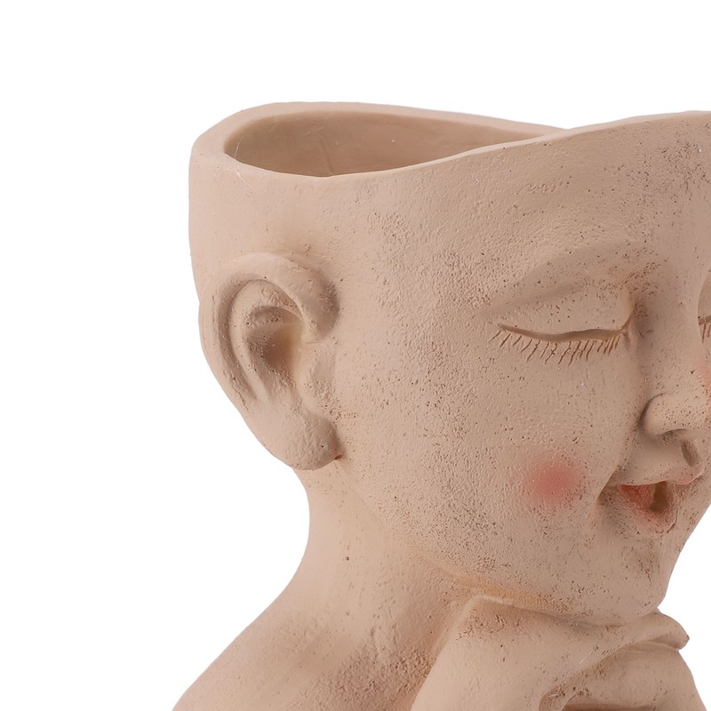 Men Face Flower Pot Hand Painting Resin Men Head Flowerpot
