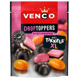 Venco Droptoppers Zoet & Fruitig | Sweet and Fruity Dutch Licorice | 225g 7.93 ounce