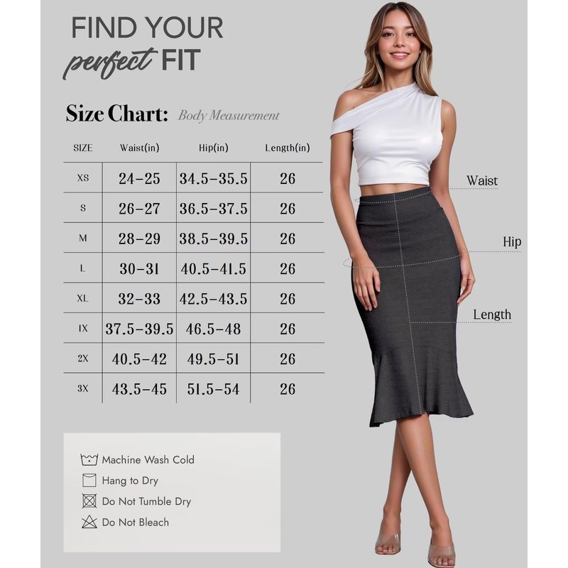 Hybrid & Company Womens Premium Nylon Ponte Stretch Office Fishtail