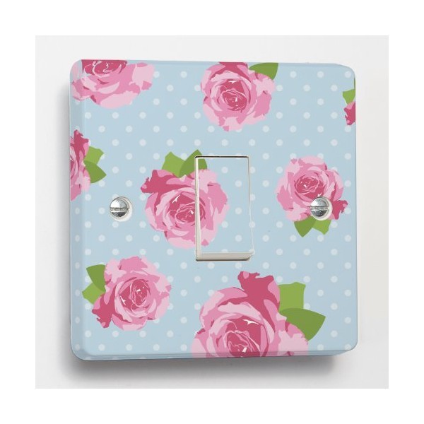 Blue Shabby Chic Rose Light Switch Sticker skin for Crabtree