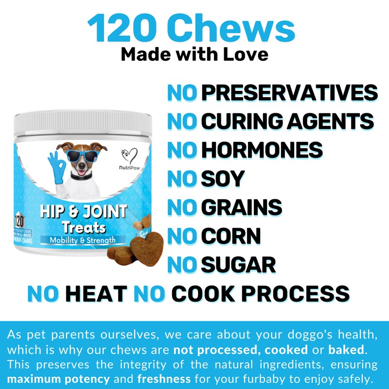 NutriPaw Joint & Hip Treats For Dogs - Stiffness, Strength,