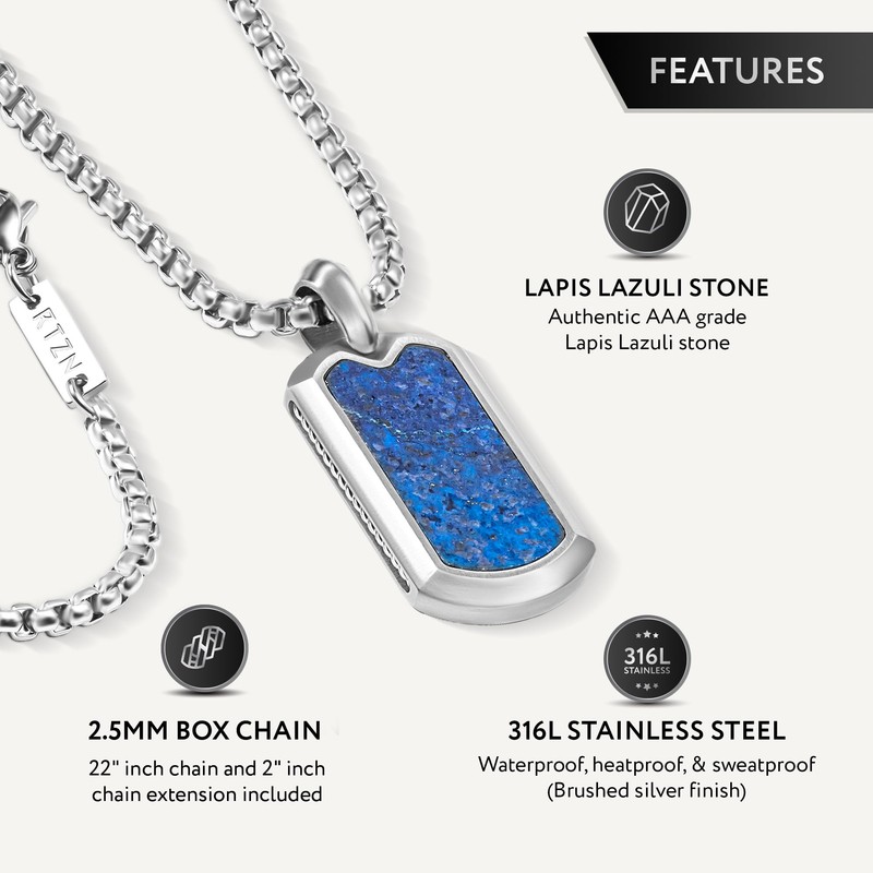 RTZN® Lapis Lazuli Necklace for Men – Premium Handcrafted Lapis