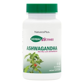 NaturesPlus Herbal Actives Ashwagandha 450 mg - 60 Vegetarian Capsules - Prescription Quality - Gluten Free - 60 Servings