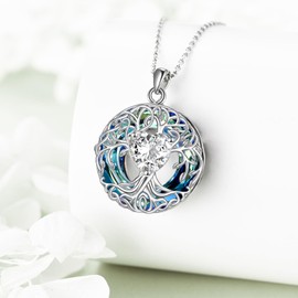 AXELUNA - Collar de plata de ley con colgante de vidrio de plata de ley y regalo de cumpleaños para mujer, Plata esterlina, Circonia cúbica