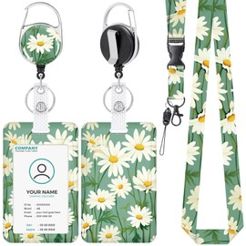Anseal Flower Breakaway Lanyards for Id Badges, Retractable Badge Holders with Keychain, Id Credit Card Holder Vertical Name Tag Protector Badge Reel for Nurse Teacher Student