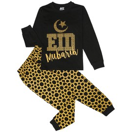 A2Z 4 Kids Girls Boys Childrens Black Eid - PJS Eid Black_5-6