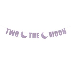 Two The Moon Banner - 2nd Birthday Celebration Decorations | 2 The Moon Party Banner Decor| Second Birthday Garland Sign (Lavender Metallic)