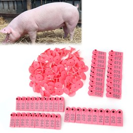 Pack of 100 Ear Tags for Livestock Plastic Earring Identification Card for Goats Sheep Cattle Cows Pigs (Pink)