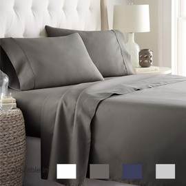 King Sheets Extra Deep Pockets 15 Inch 500 Thread Count 4 Piece Sheet Set 100% Cotton Sheet Set Dark Grey Solid Sheet,Long Staple Cotton Bedsheet and Pillow Cover,Sateen Finish,Soft,Breathable