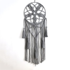 BMIDRUT Dream Catcher Tapestry Boho Macrame Cotton Woven Handmade Bohemian Art with Tassel Craft Ornament for Bedroom Living Room Apartment Nursery 12x32 Inch