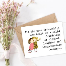 NQDesigns Best Friends - Friendship Birthday Card For Female Girl Friend - Funny - Humorous - Amusing And Fun - Bestie Bff Bad Influence