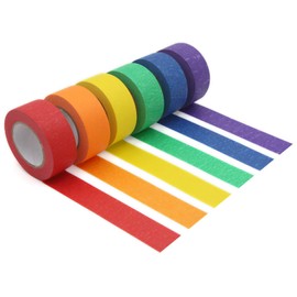 UKKQES Colored Masking Tape, Colored Painters Tape for Arts & Crafts, Labeling or Coding - Art Supplies for Kids - 6 Different Color Rolls - Masking Tape 1 Inch x 21.9 Yards (2.4cm X 20m)