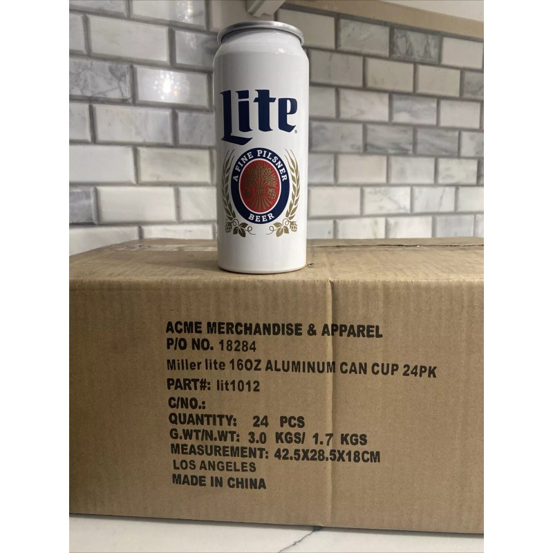 Miller Lite Beer 16 oz Aluminum Can Drinking Cup Glass