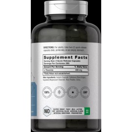 Horbäach L Theanine 400mg | 400 Capsules Max Size | Non-GMO & Gluten Free | By Horbaach