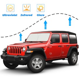 Moricere Parasol de parabrisas mejorado para Jeep Wrangler JL JLU 2018-2023, visera plegable que bloquea los rayos UV