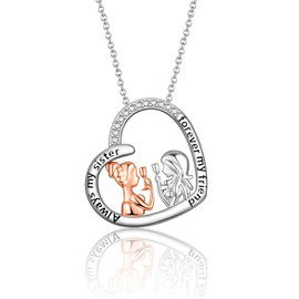 JOPLY Sister Gifts from Sister,Sister Necklaces Christmas Birthday Gifts for Sister,Big sister And Little Sister Gifts Silver Heart Necklace Friendship Gifts with Gift Box