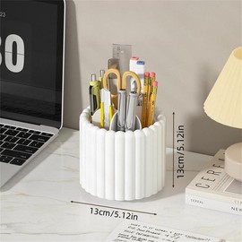 Rotatable Pen Holder, Multi-compartment Makeup Brush Holder, Desktop Pen Storage Box, Desktop Organizer for Home Office, Desk Accessories - Color: Yellow, Specification: one-size