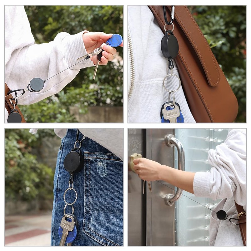 WOLMIK Pack of 3 Retractable Key Chains Extendable Key Lanyard