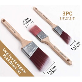 ROLLINGDOG Angled Paint Brush - Cutting In Paint Brush Set 3PC(1.5",2",2.5") with Premium Machine Roughed SRT Filament for Precise Cutting In And Other Detail Work