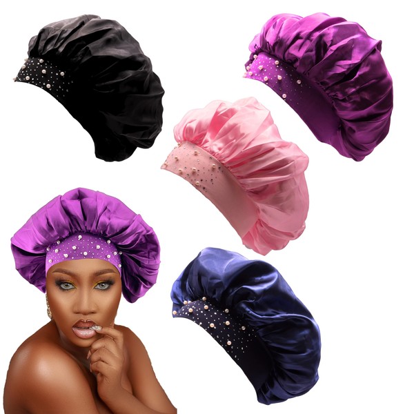 2 ORCHIDS Gorros De Satén De Seda Para Mujer Y