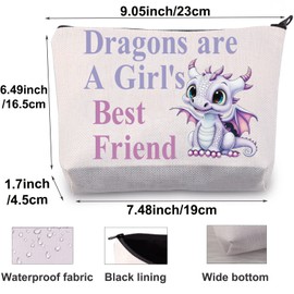 BWWKTOP Divertida bolsa de maquillaje de dragón para amantes de los dragones son el mejor amigo, bolsa de maquillaje con cierre de dragón, Dragons Best Friend, Bolsa