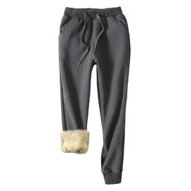 Yeokou Womens Sherpa Lined Sweatpants Winter Athletic Jogger Fleece Pants(Grey-S)