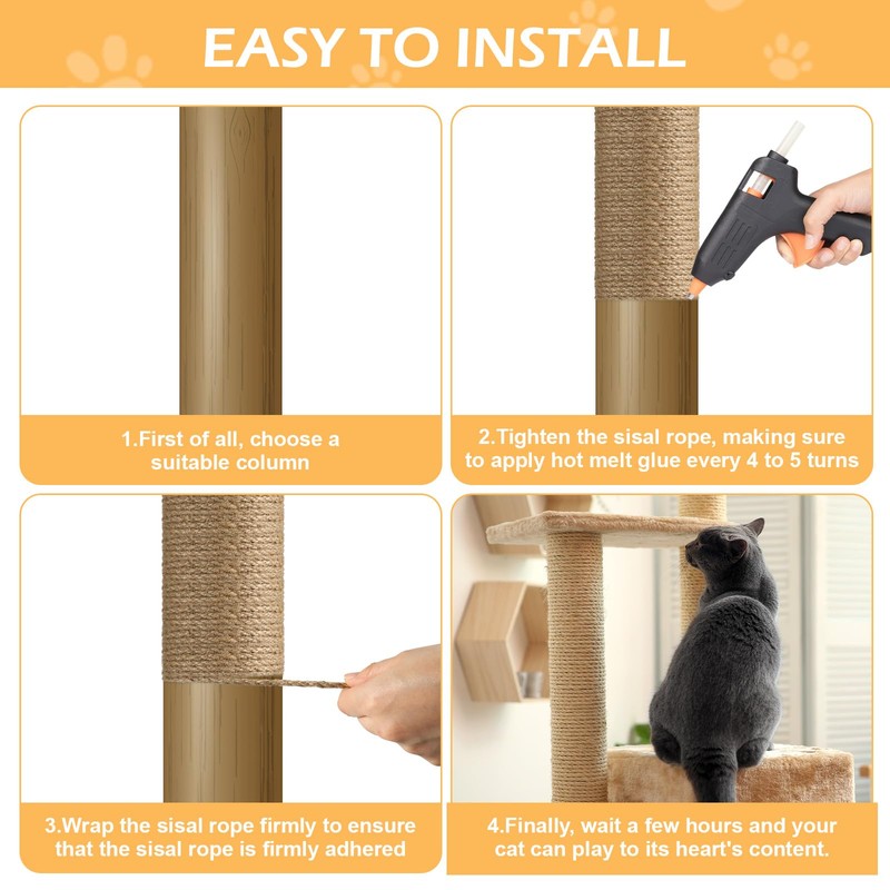 Starvortex 60M Sisal Rope for Cat Scratcher, 6MM Diameter Thick