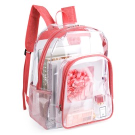 Clear Backpack for Girls for School Work Concert, Cute Clear Bookbag Plastic Backpack Pink