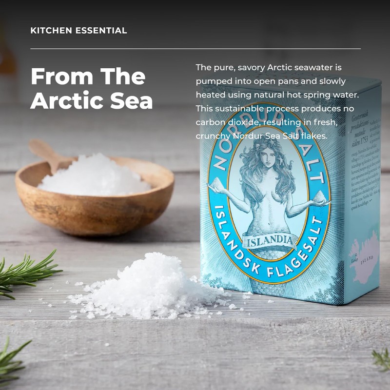 Nordur Salt Arctic Sea Salt Flakes Cardboard Plain 8.8 OZ,