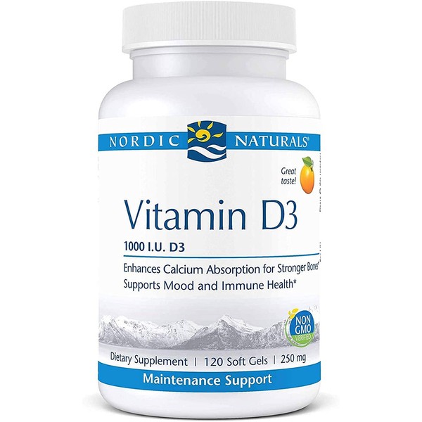 Nordic Naturals Pro Vitamin D3, Orange - 1000 IU Vitamin D3-120 Mini Soft Gels - Supports Healthy Bones, Mood & Immune System Function - Non-GMO - 120 Servings