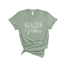Realtor Vibes Shirt. Real Estate T-Shirt. Super Soft and Comfortable Unisex Realtor Shirt. (Heather Sage, Large)