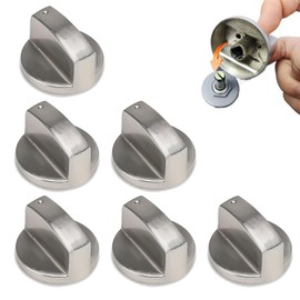 6 Pcs Cooker knobs Gas Stove Knob 6MM Universal Cooker Replacement Knobs Durable Metal Surface Switch Control Stove Adaptors Knobs for Kitchen Cooktop & Various Ovens Precise Temperature Control