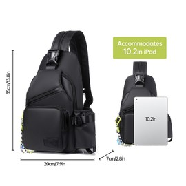 Long Keeper Mens Sling Bag Chest Bag Crossbody Travel Backpack Small Shoulder Bag With USB Port Dual-Use Sling Backpack Casual Daypack for Hiking Travel Sport
