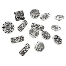Metal Buttons - 50Pcs Assorted Mixed Vintage Style Engraved Flower Decorative Round Buttons for Crafts Sewing Coats Jeans Suits DIY