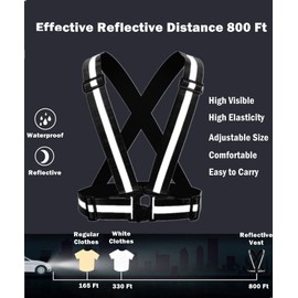 RUISHYY Reflective Running Gear Reflective Vest & Reflective Armband & Reflective Belt 3 Pcs Set, High Visibility Reflective Gear Night Cycling Walking Safety Vest Straps for Men Women Kids (Black)